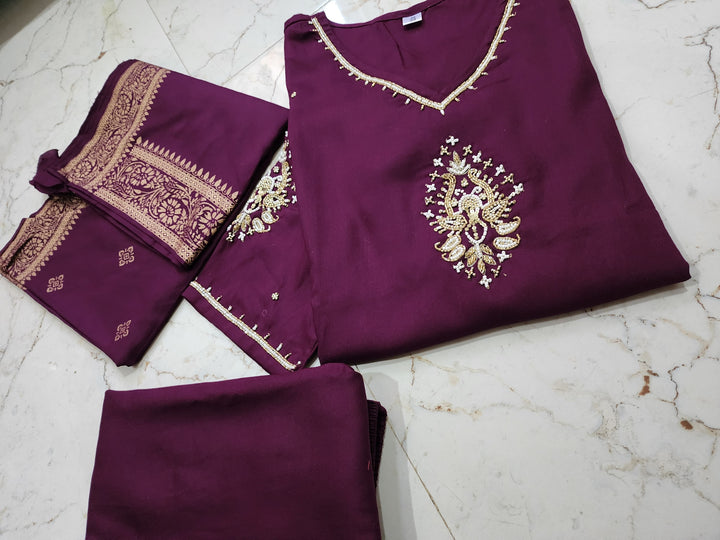 To The Nines-Kurti Set (Wine)