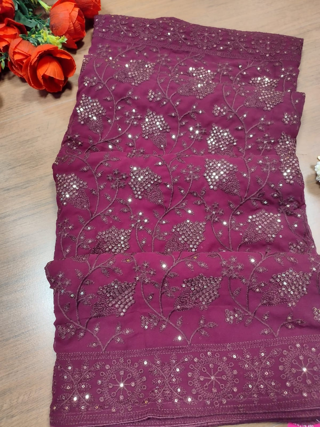 Solace-Single color Georgette Saree