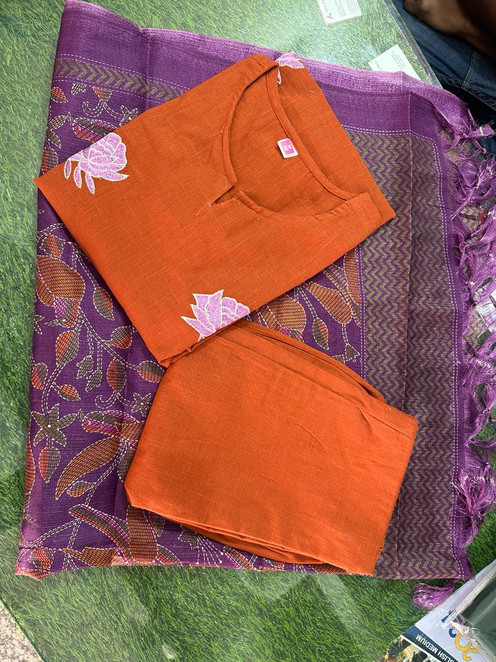 Few Lines For Orange!- Kurti Set