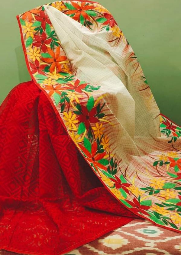 Sundari- Pretty Lady( Bengal Hand Print Artistic Saree)