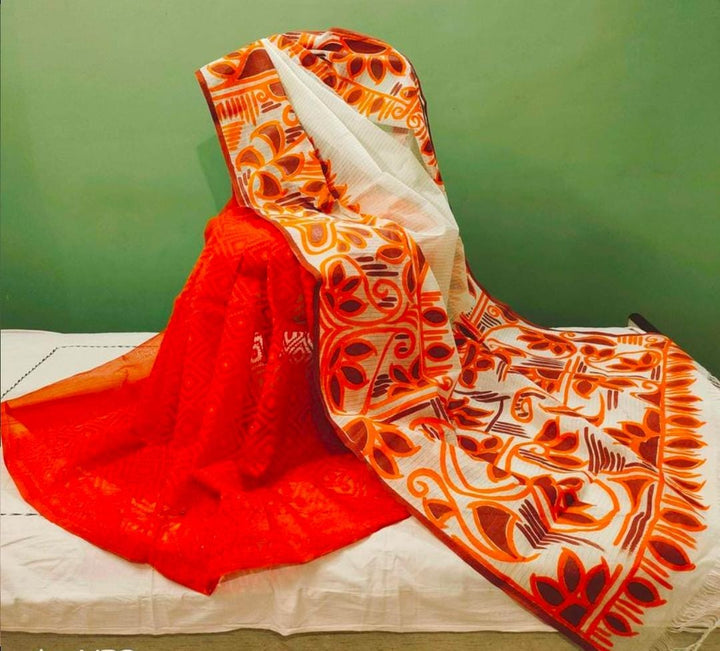 Sundari- Pretty Lady( Bengal Hand Print Artistic Saree)