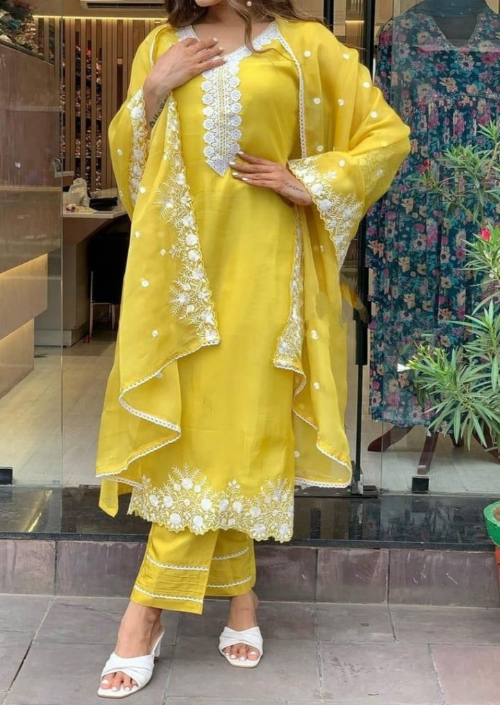 Golden Petals- Blaze on Morning Kurti Set