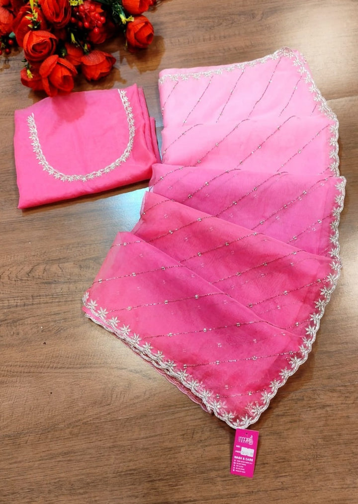 Exploring Ombre Color Party Wear Saree(Pinch Of Pink)