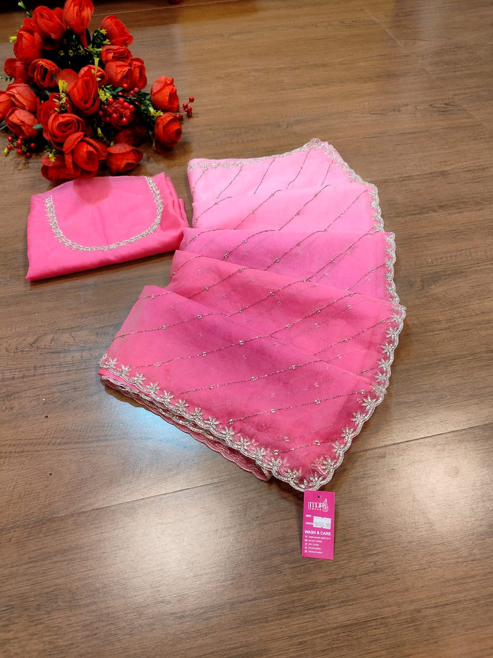 Exploring Ombre Color Party Wear Saree(Pinch Of Pink)