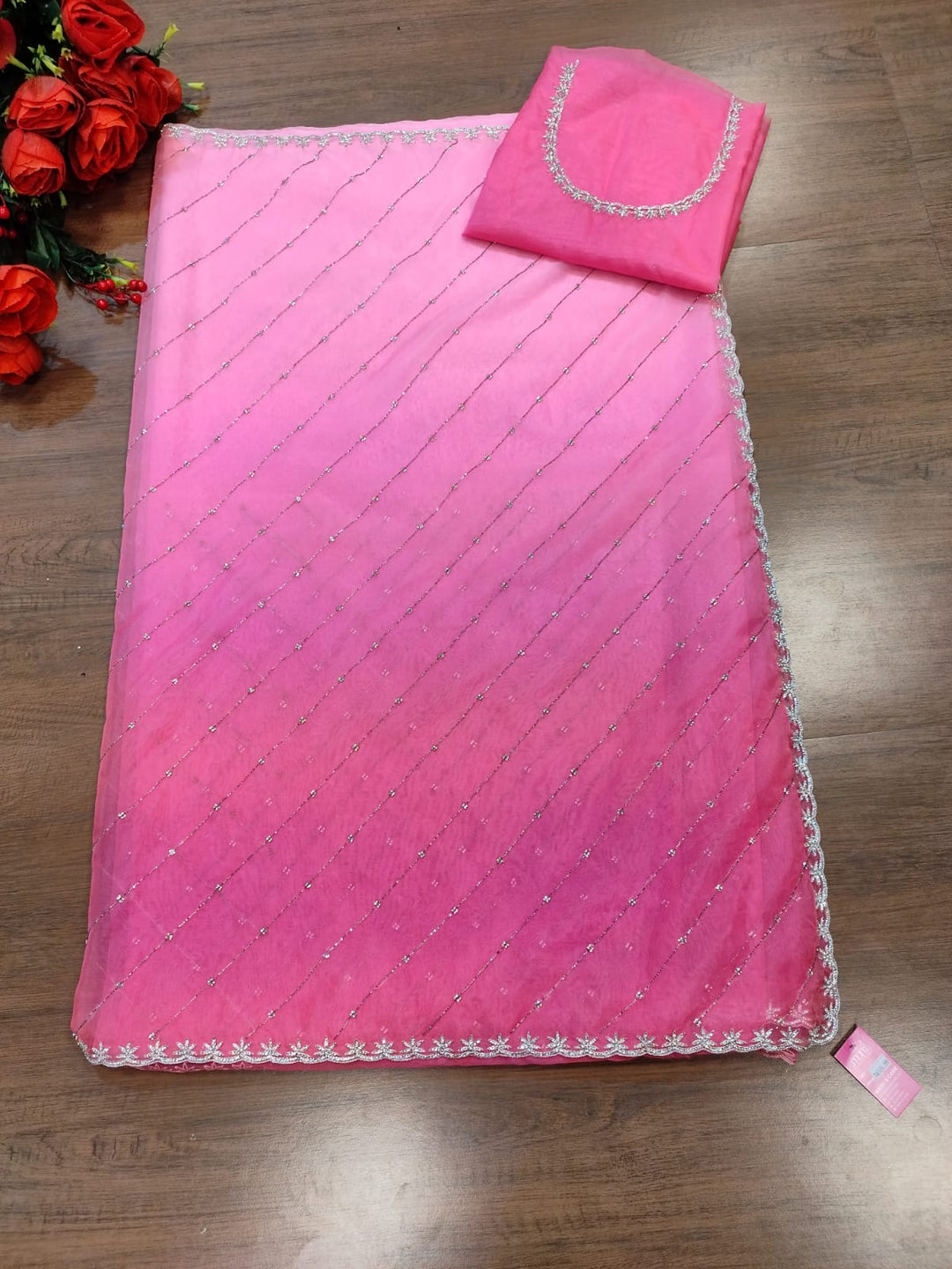 Exploring Ombre Color Party Wear Saree(Pinch Of Pink)