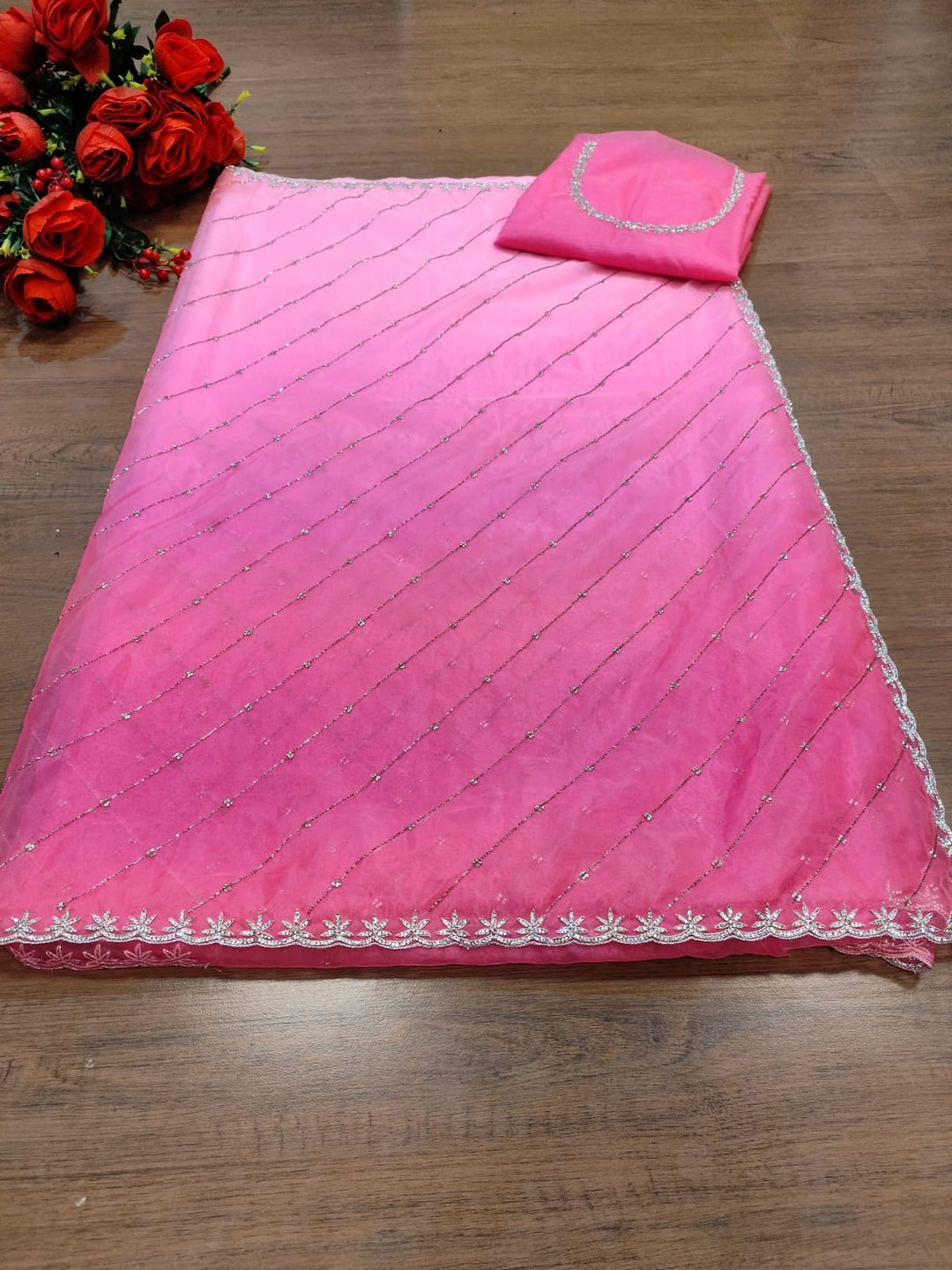 Exploring Ombre Color Party Wear Saree(Pinch Of Pink)