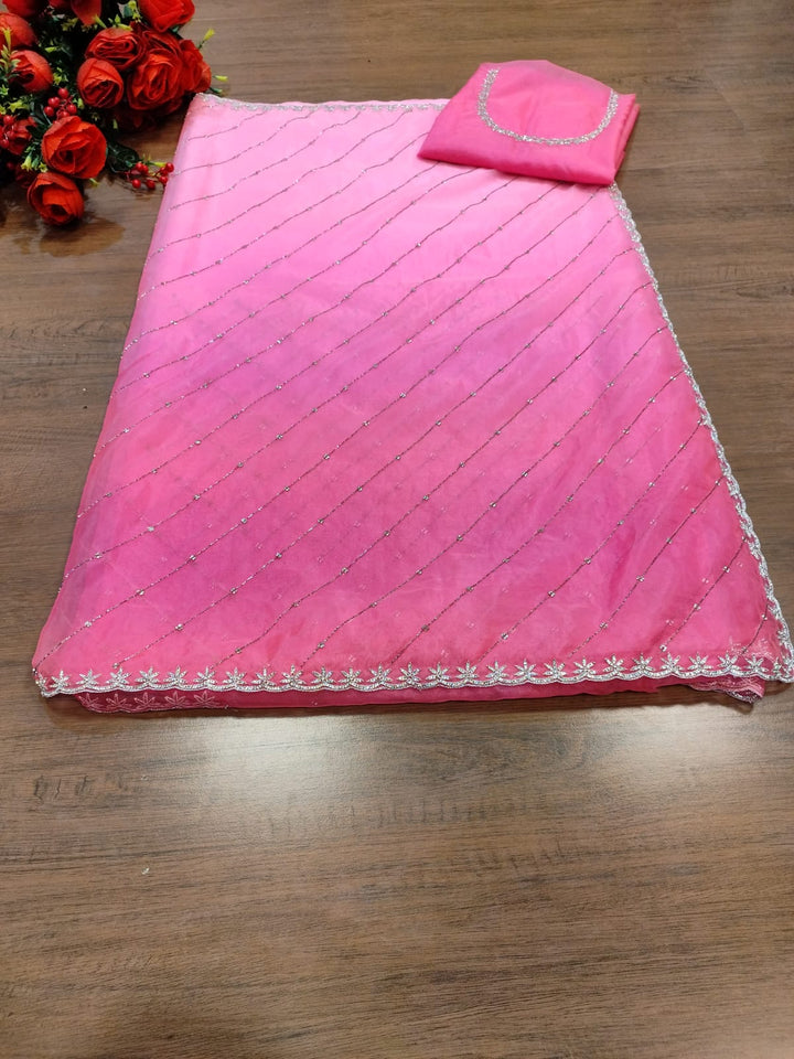 Exploring Ombre Color Party Wear Saree(Pinch Of Pink)