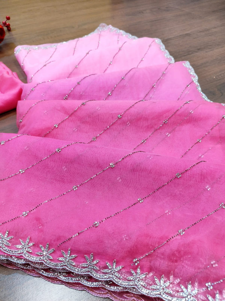 Exploring Ombre Color Party Wear Saree(Pinch Of Pink)