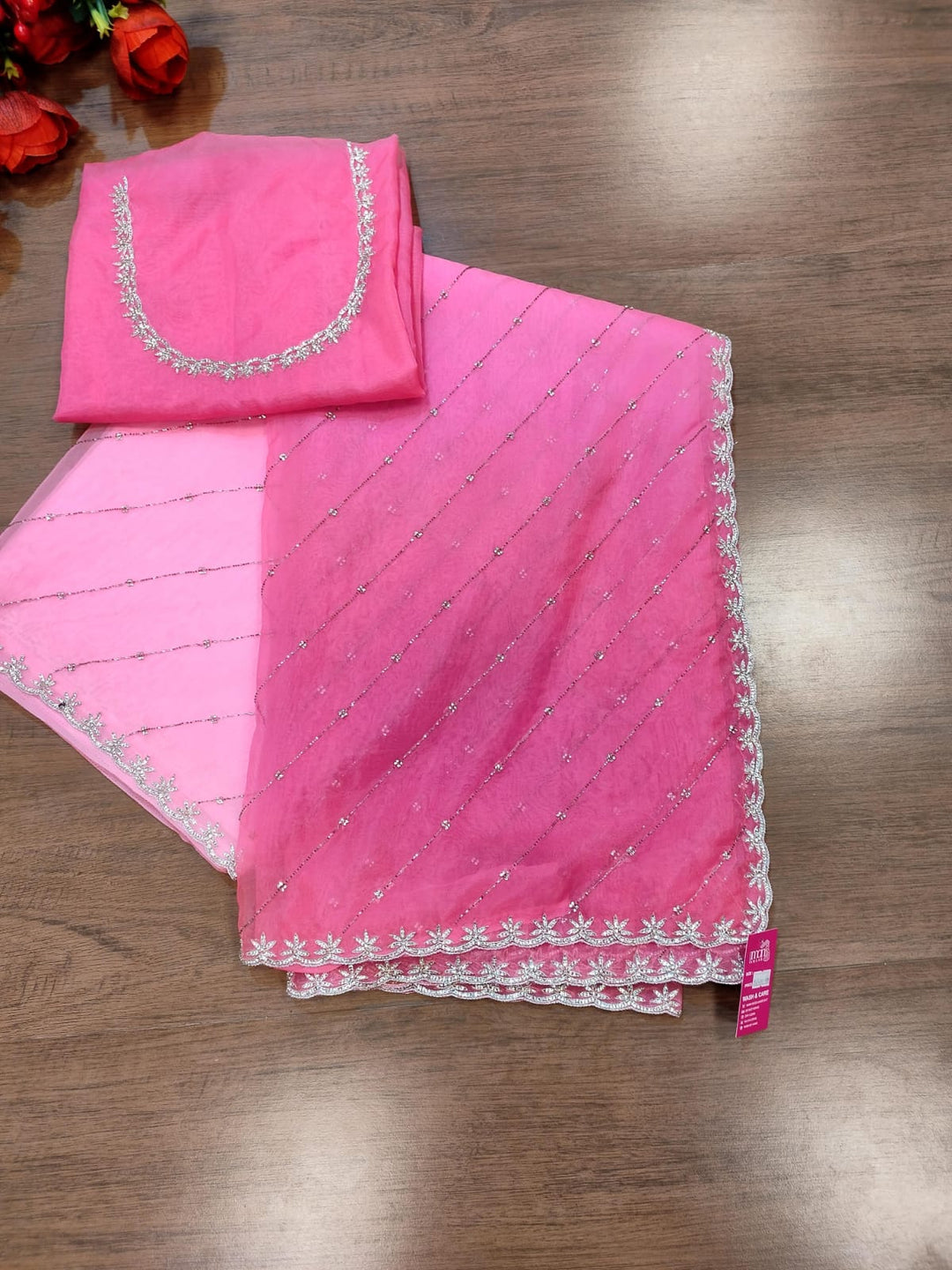 Exploring Ombre Color Party Wear Saree(Pinch Of Pink)