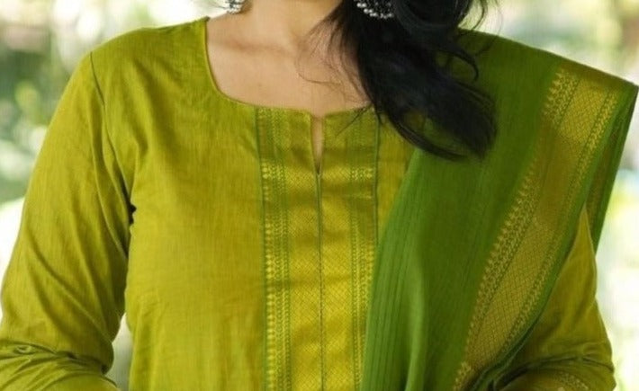 Green Valley- Cotton Kurti Set