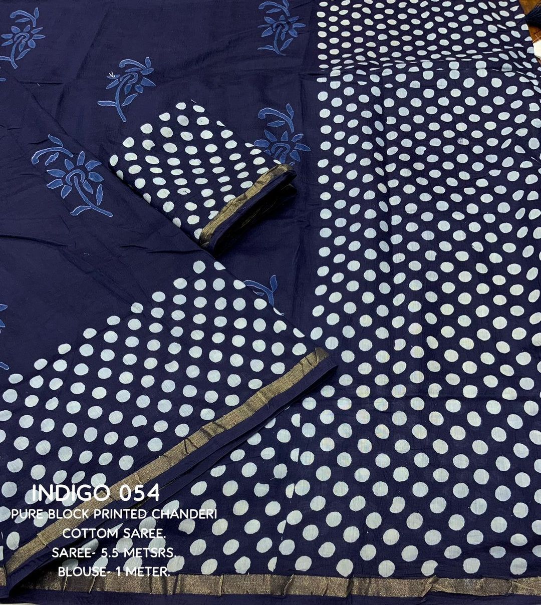 Ancient Indigo Chanderi Saree