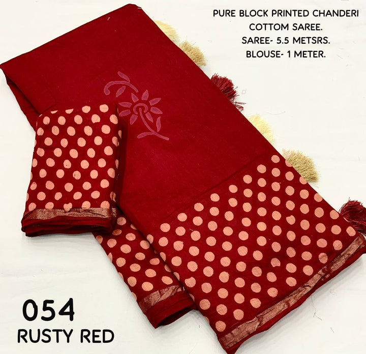 Ancient Rusty Red Chanderi Saree