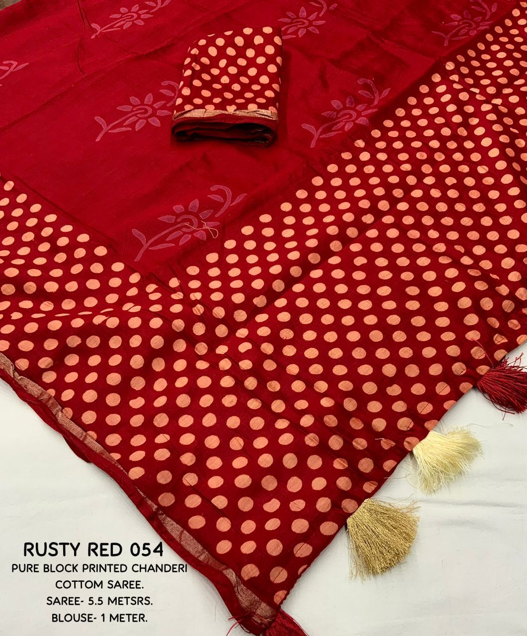 Ancient Rusty Red Chanderi Saree