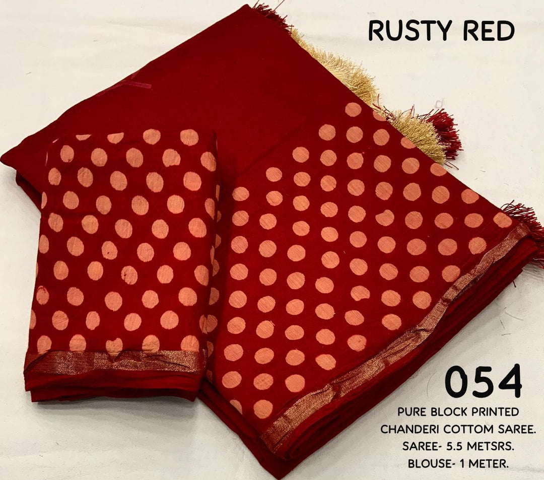 Ancient Rusty Red Chanderi Saree