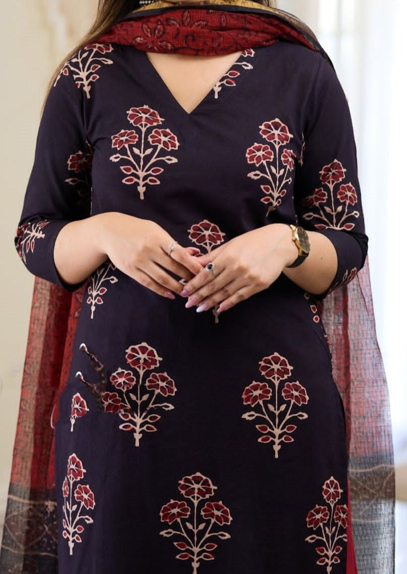 Black Mojito -Cotton Kurti Set