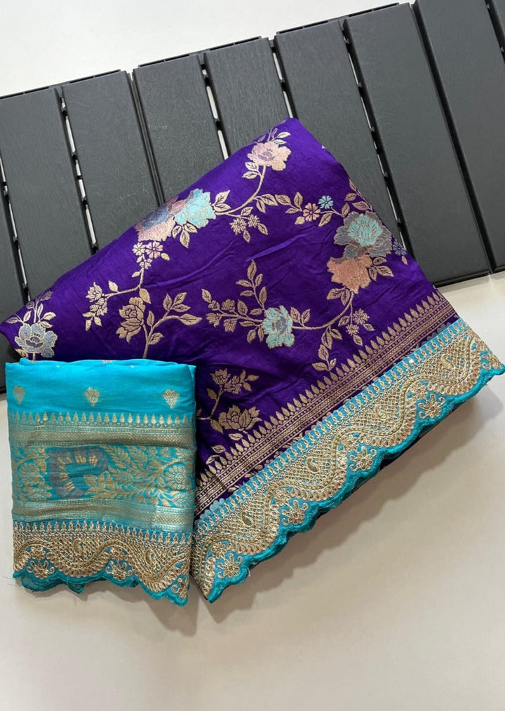 Almaty Blue Banarasi saree