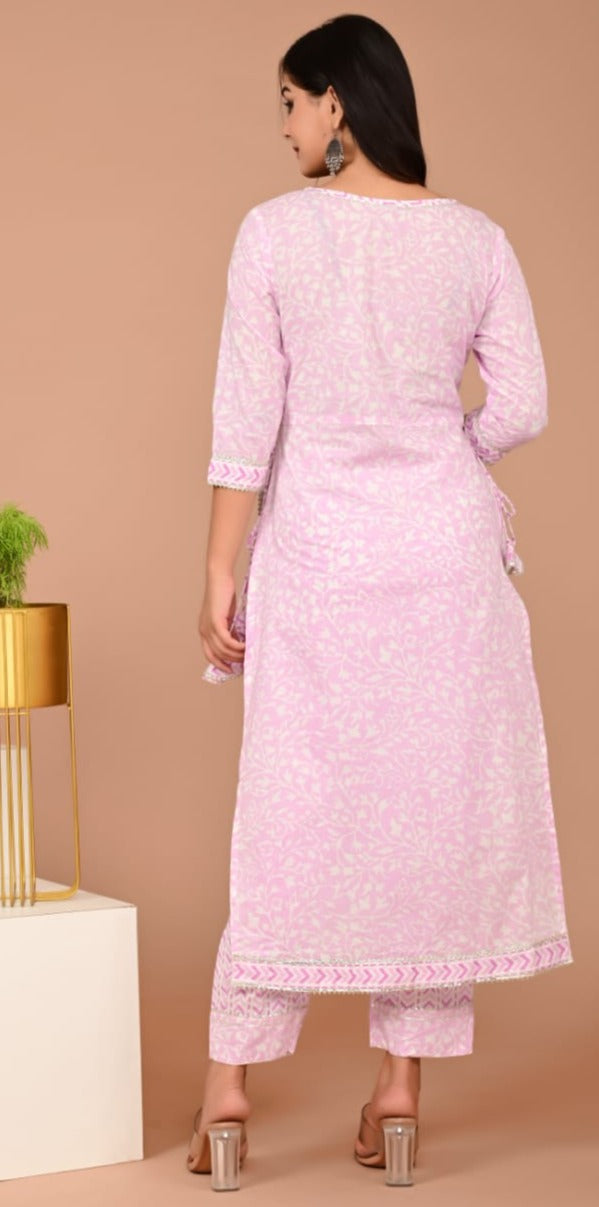 Pink Castle -Cotton Kurti Set