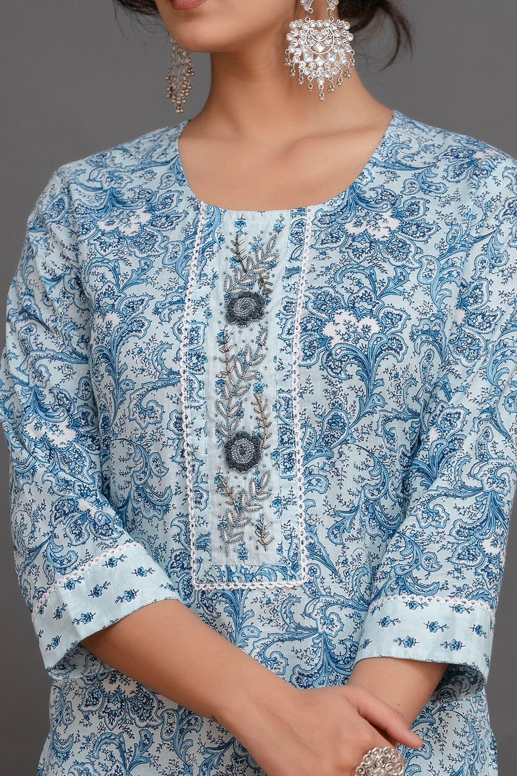 Blue Scratch - Cotton Kurti Set