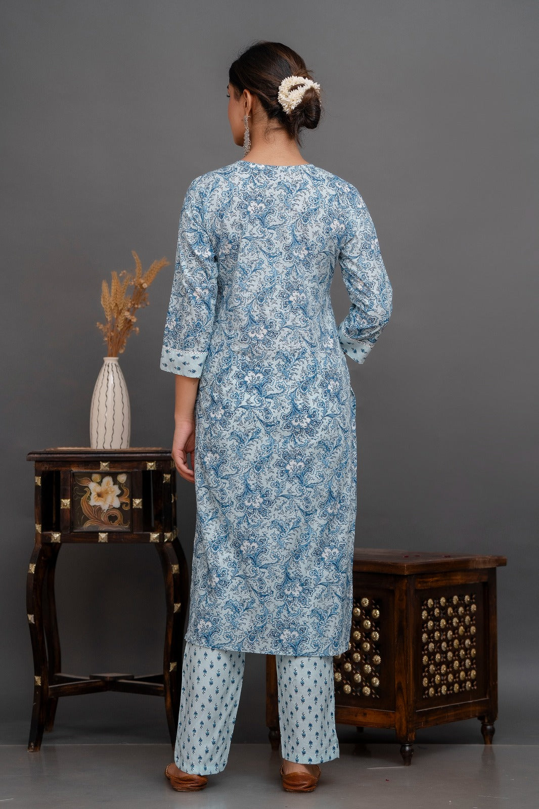 Blue Scratch - Cotton Kurti Set