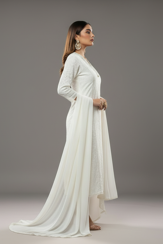 Smarty look White Chikankari kurti
