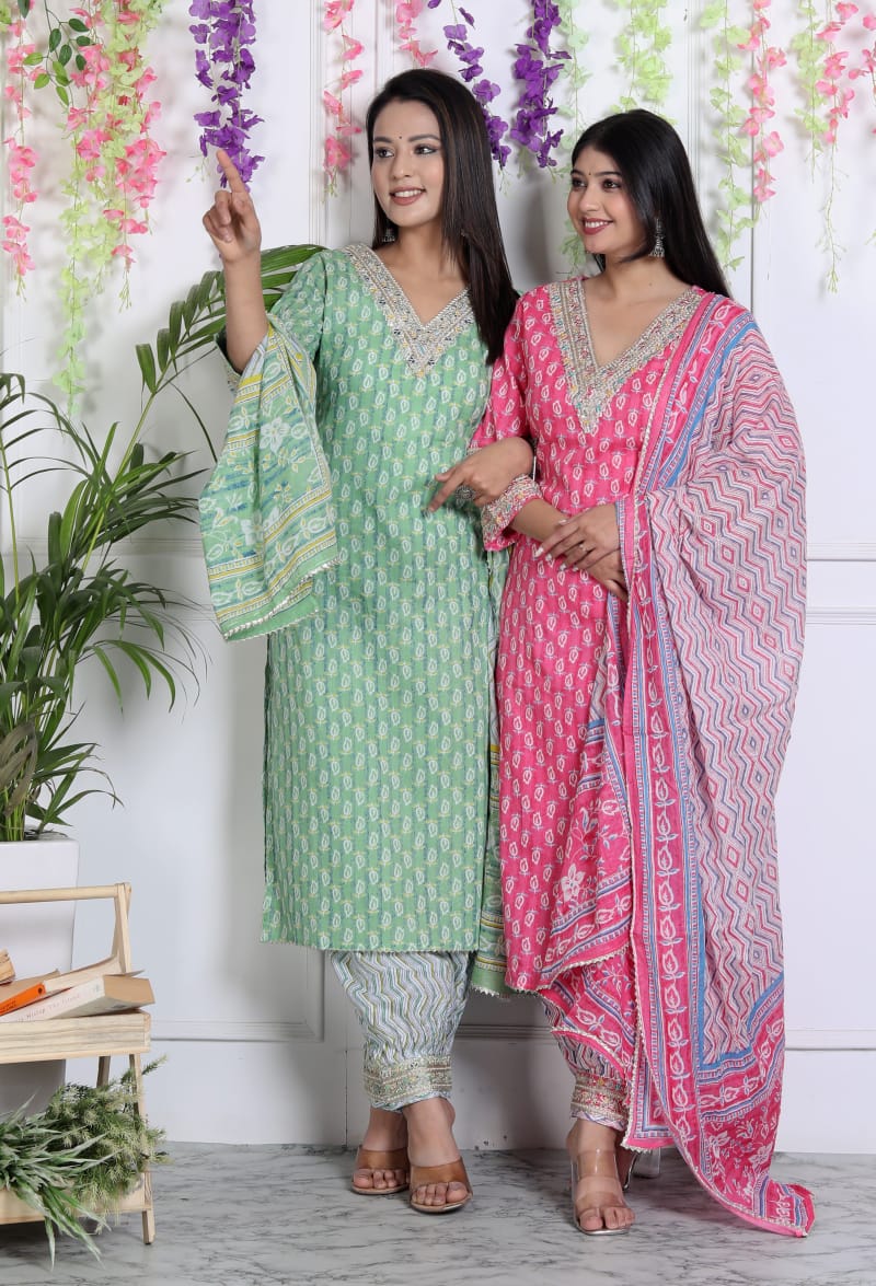 Twin Sisters Cotton Kurti Set