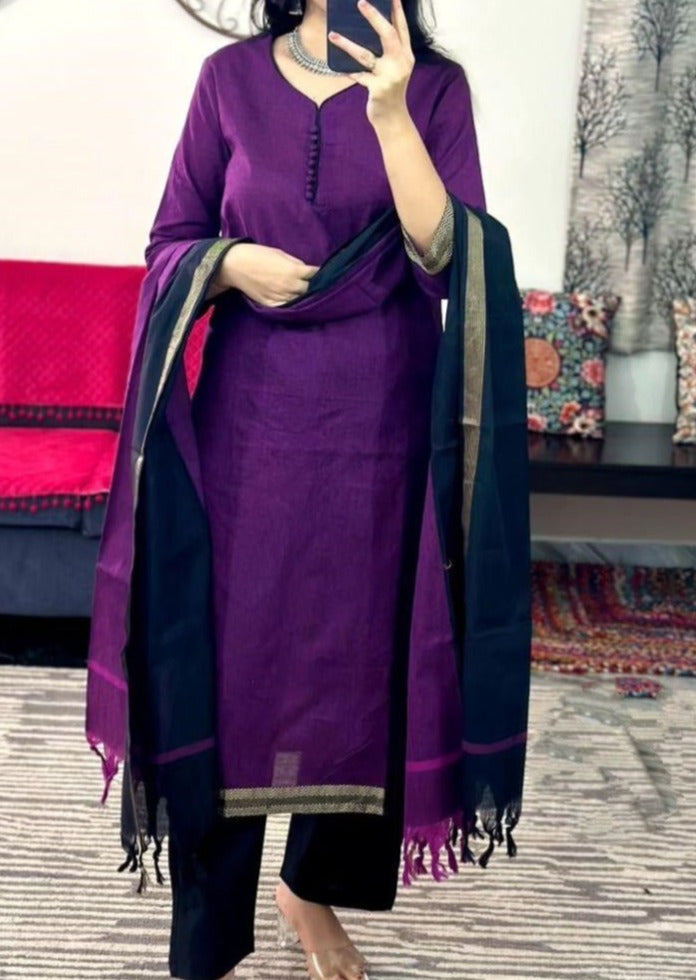 Wow Purple - Cotton Kurti Set