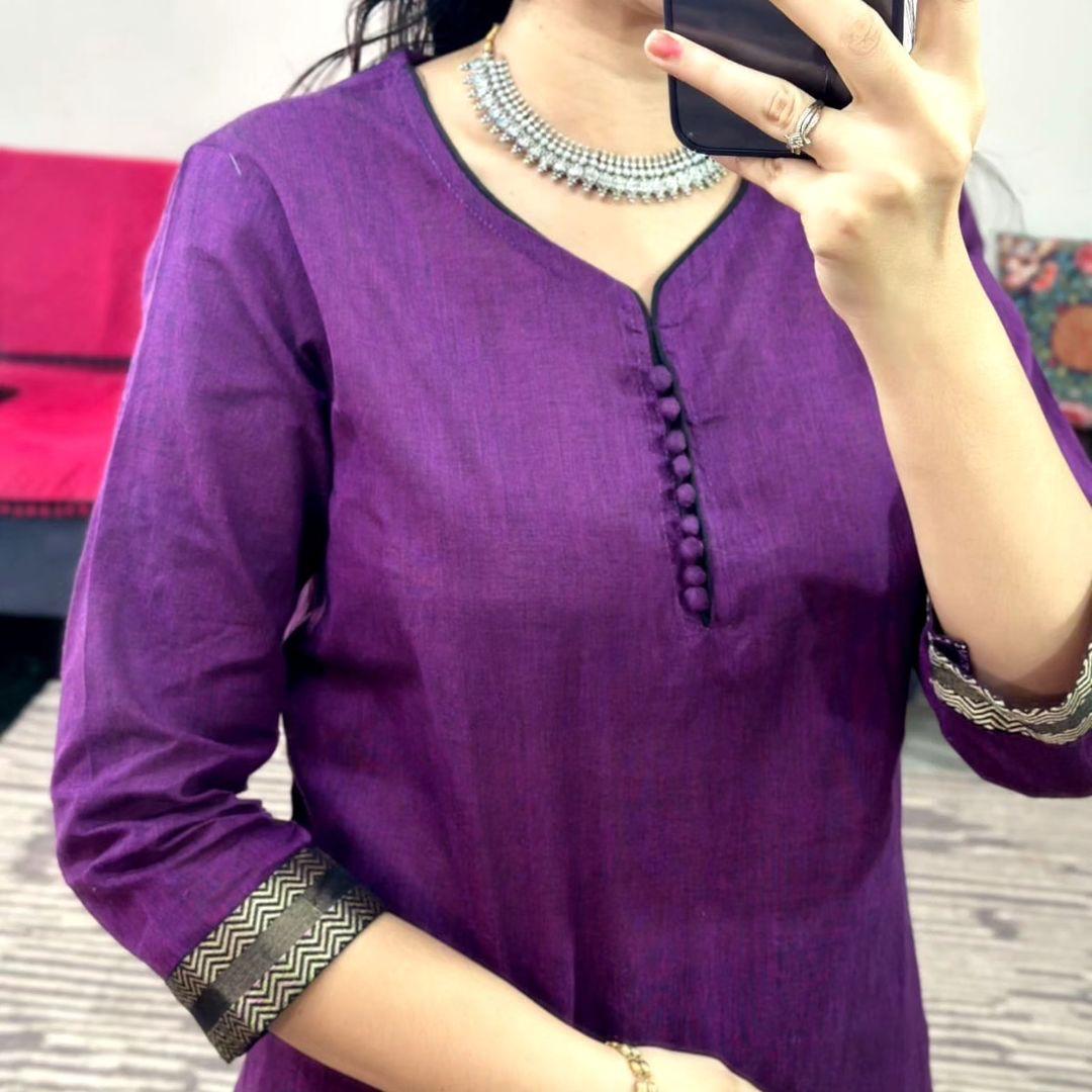 Wow Purple - Cotton Kurti Set