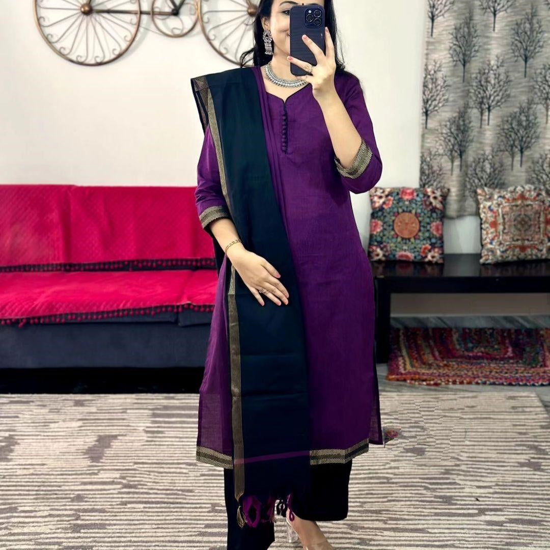 Wow Purple - Cotton Kurti Set