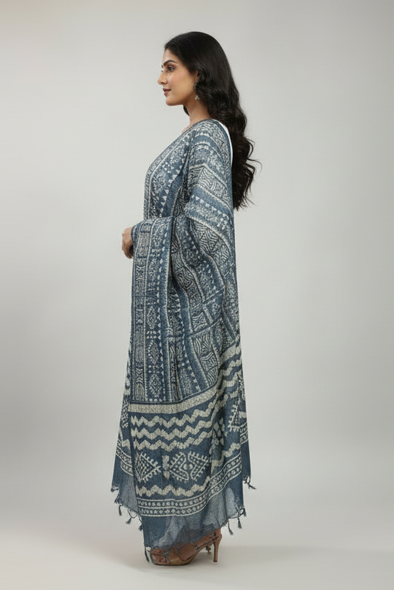 White Hills Cotton Kurti Set