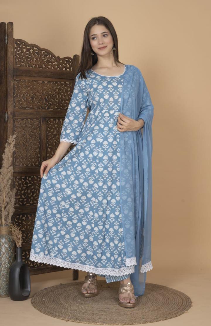 Flaming Wing Cotton Kurti Set