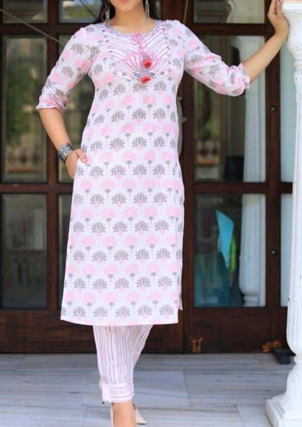 Soul Blossoming Cotton Kurti Set