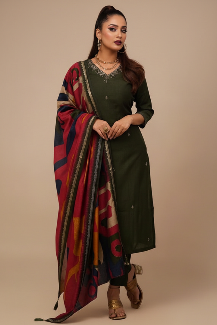 Old-World Charm Cotton Kurti Set