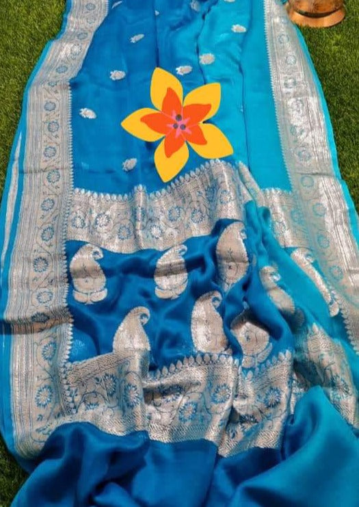 Legacy Of Khaddi Chiffon Handloom Banarasi Saree