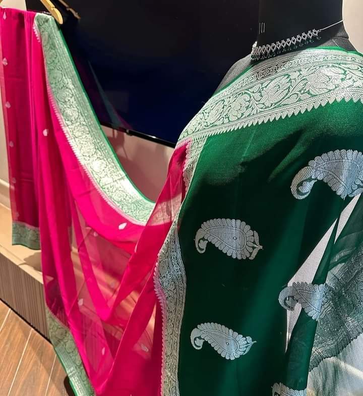 Legacy Of Khaddi Chiffon Handloom Banarasi Saree