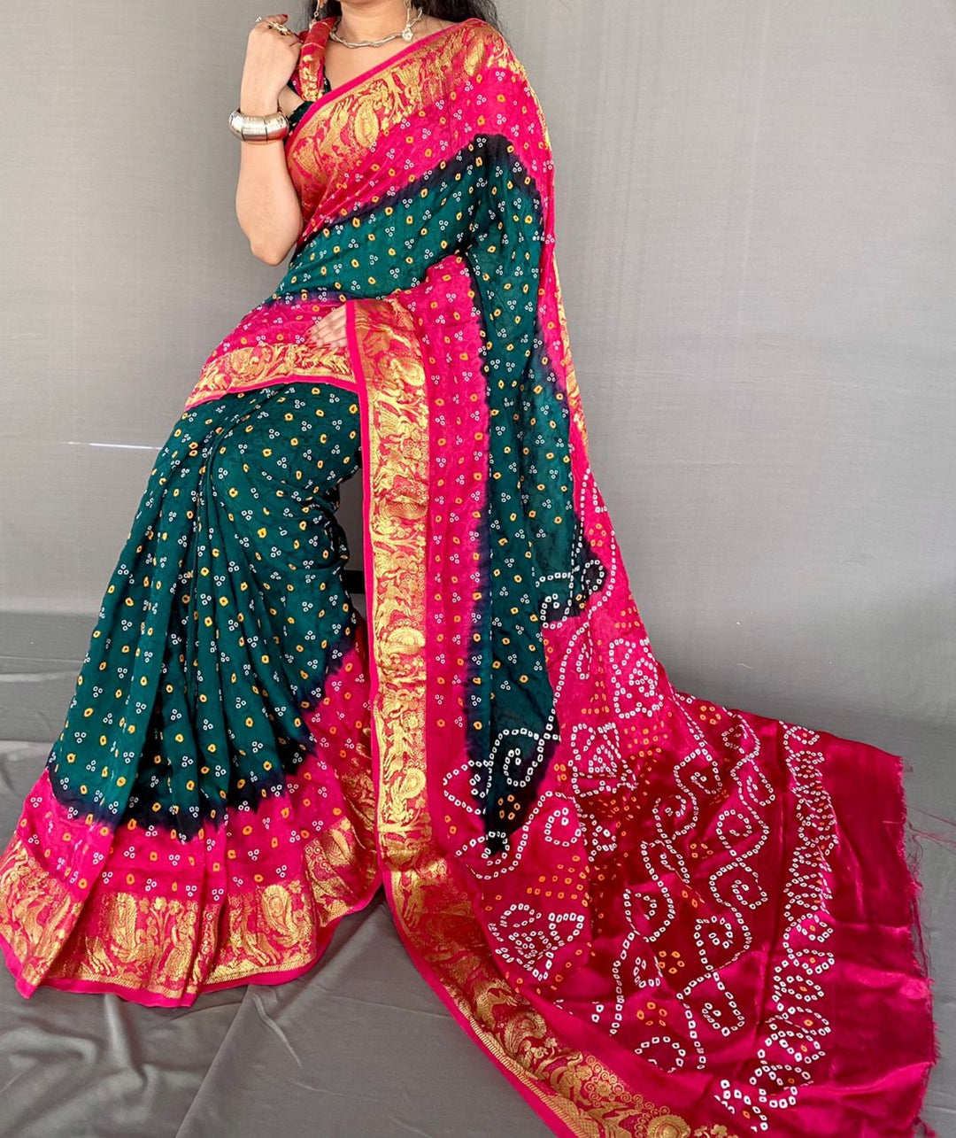 Break Of The Day Bandhani Silk Saree