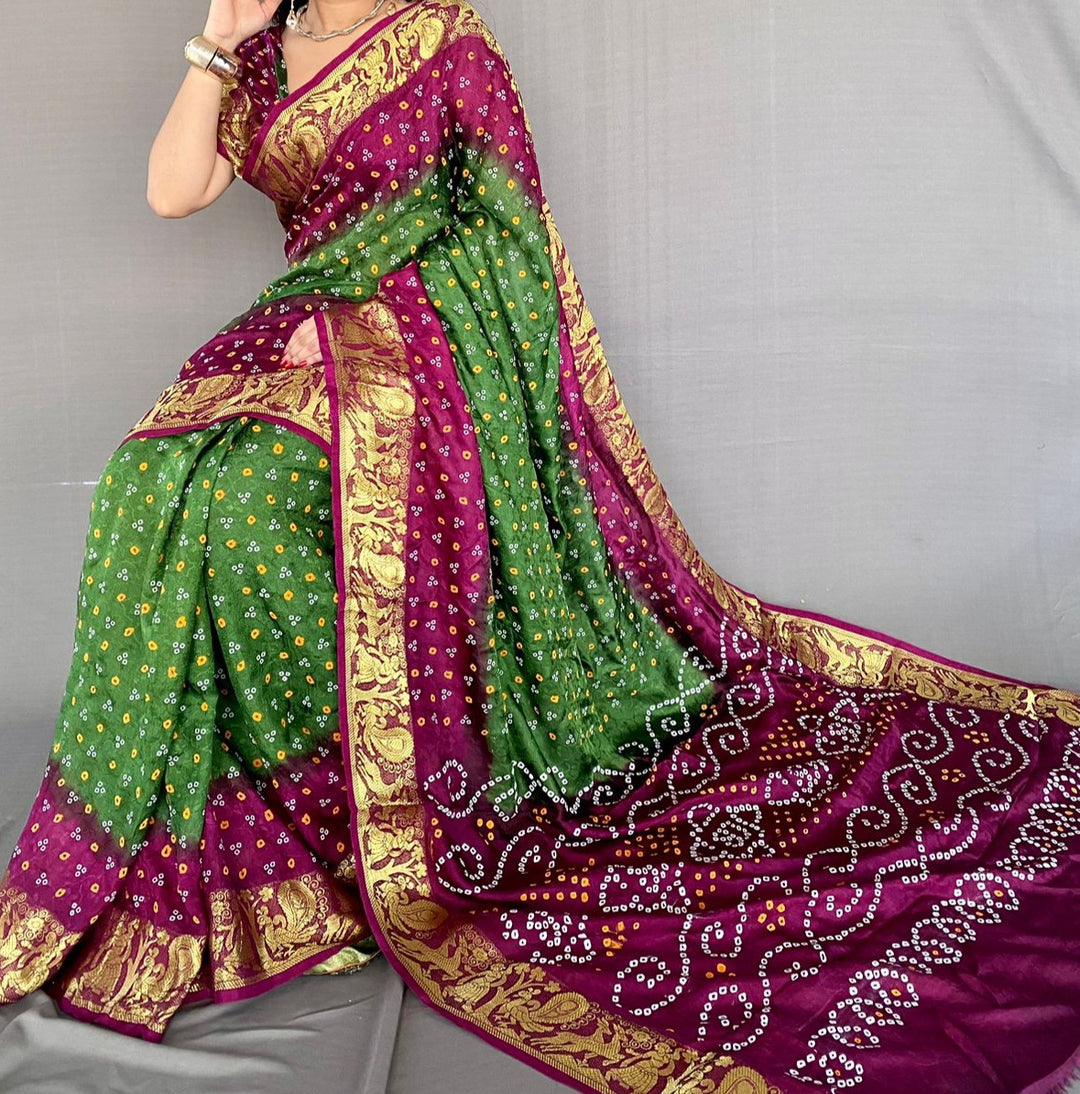 Break Of The Day Bandhani Silk Saree