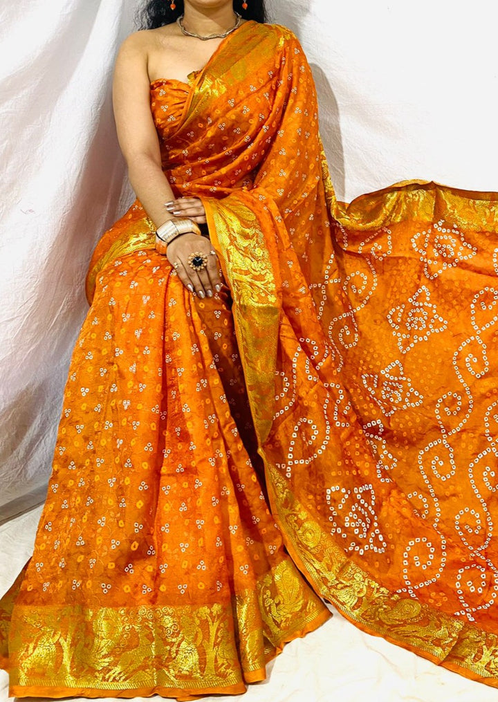 Break Of The Day Bandhani Silk Saree