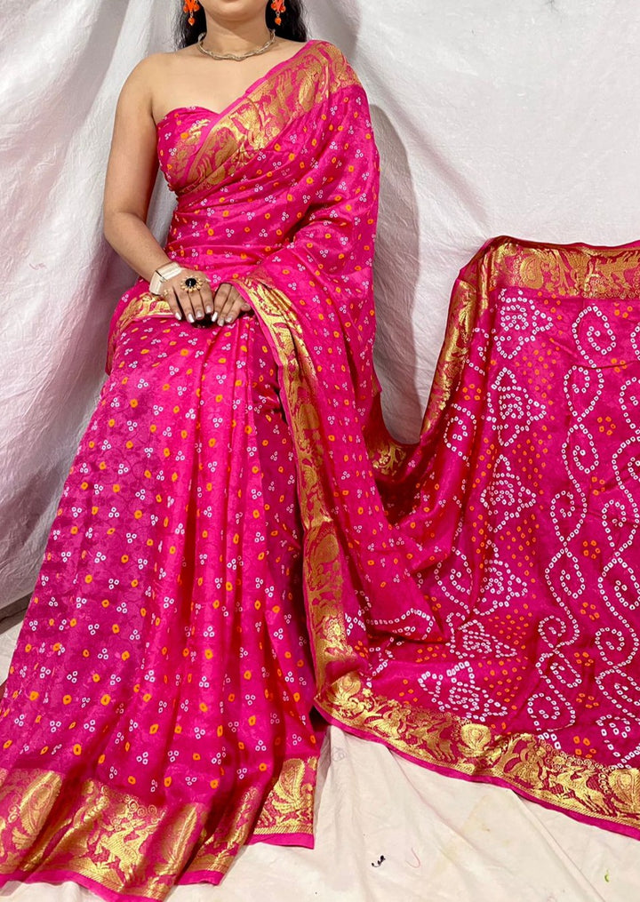 Break Of The Day Bandhani Silk Saree