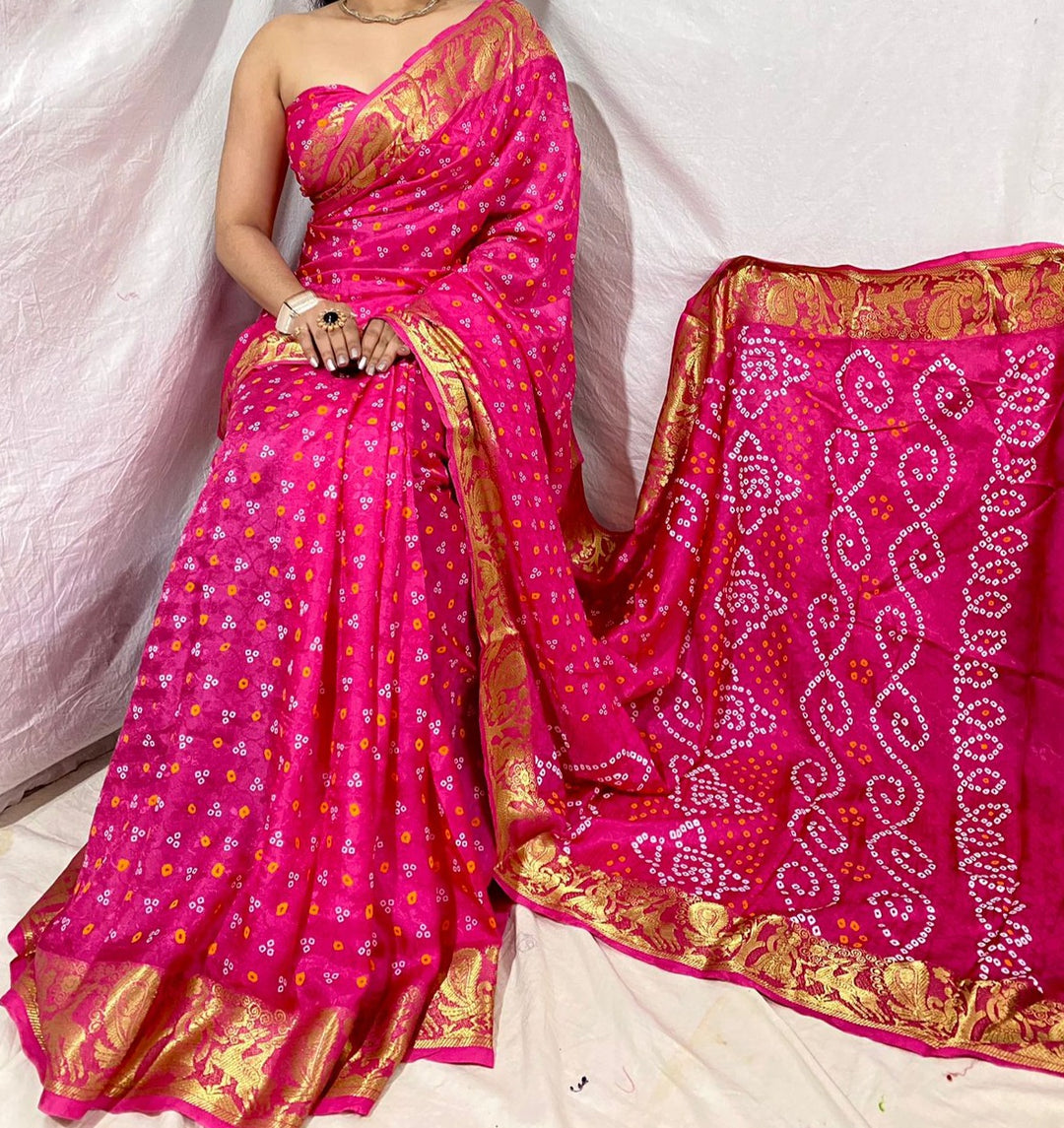 Break Of The Day Bandhani Silk Saree