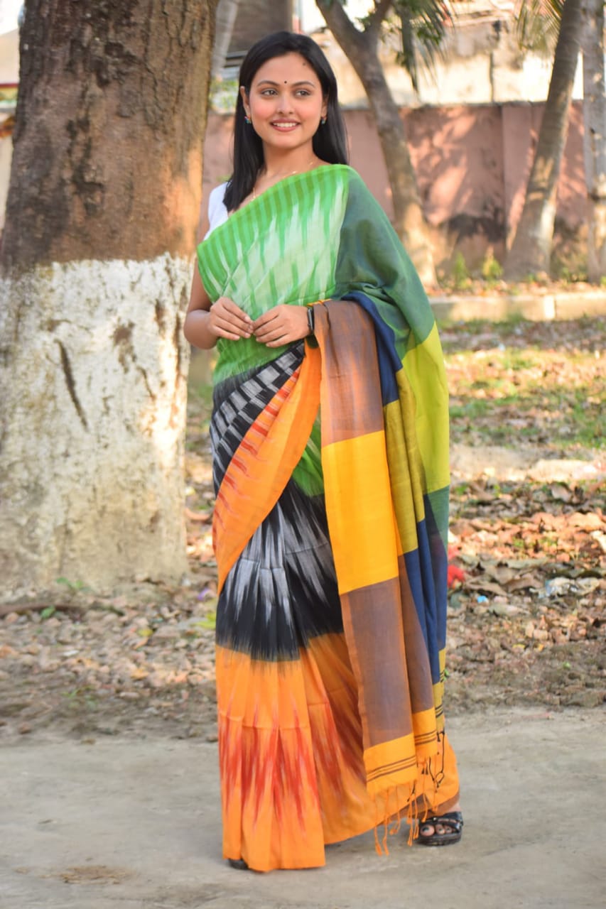 Mekhla 3D Khadi Cotton Ikkat Saree