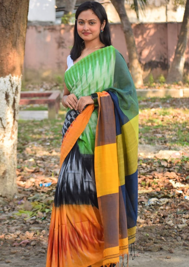 Mekhla 3D Khadi Cotton Ikkat Saree