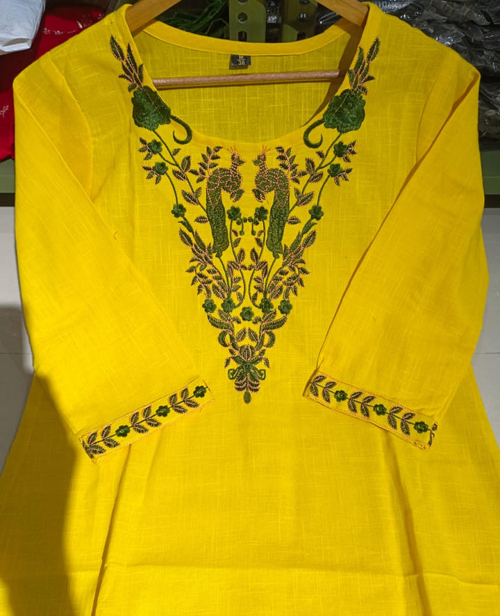 Laughter Yellow Cotton Kurti Set