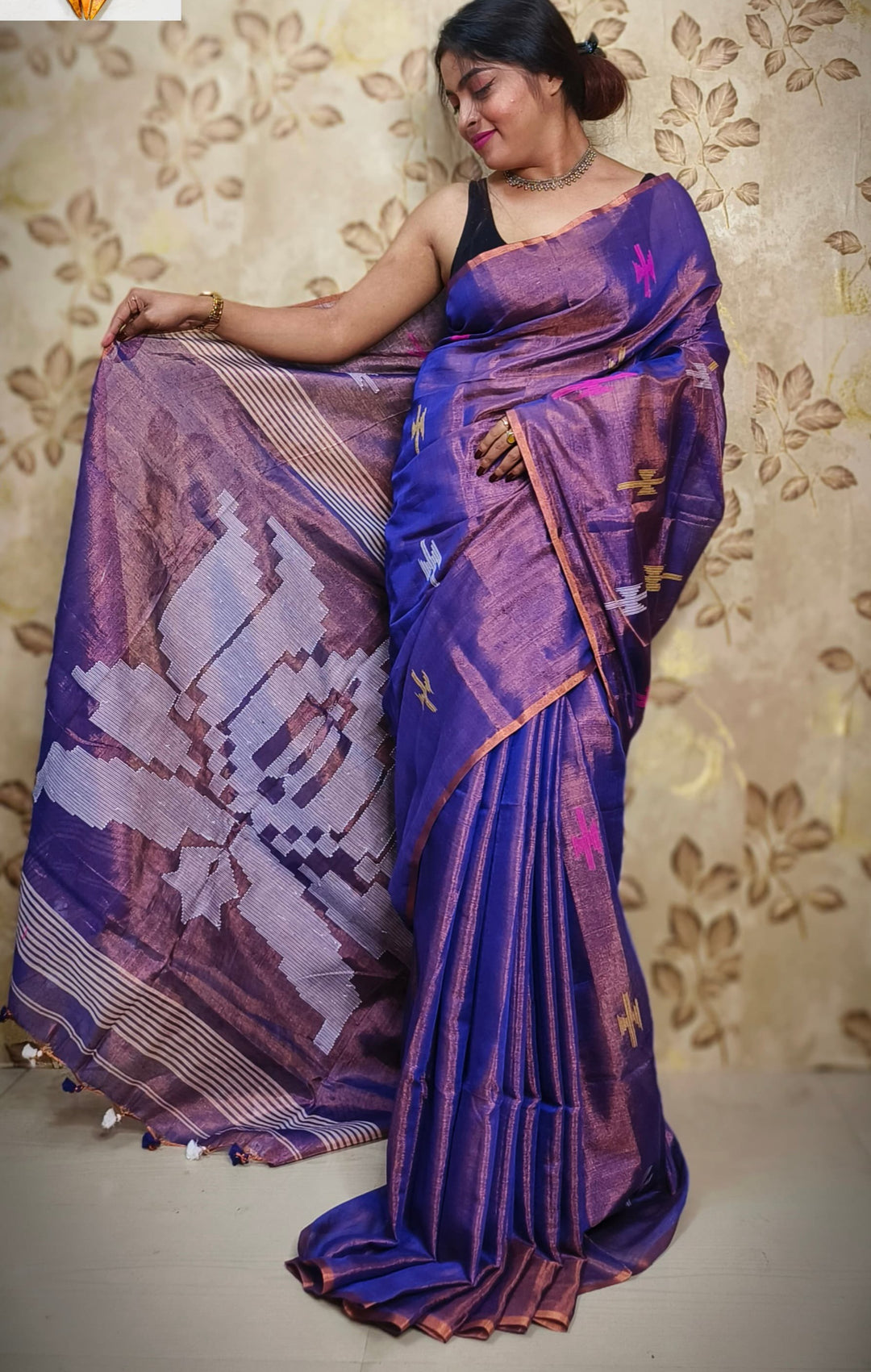 Kumudh Tissue Khadi Saree