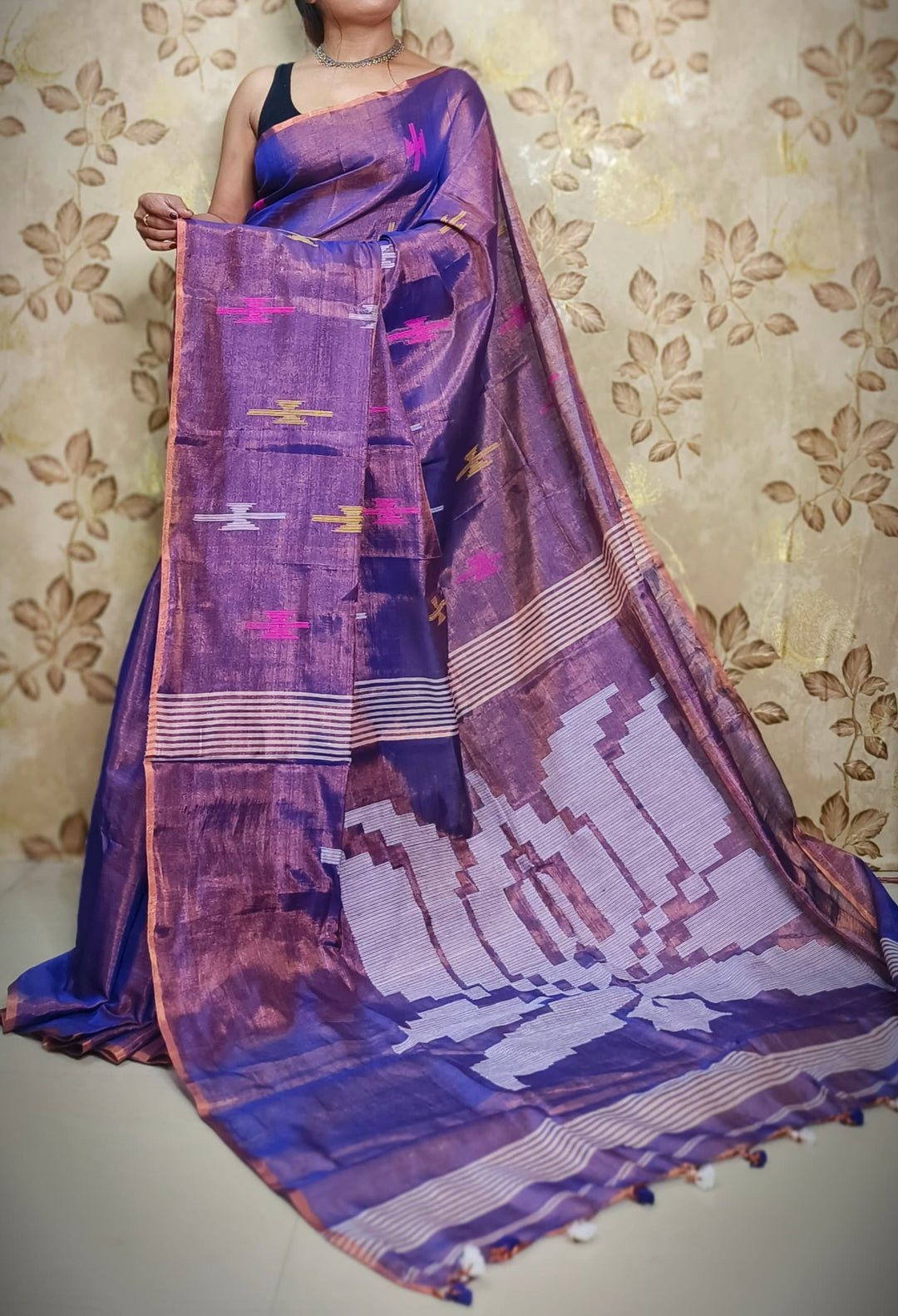 Kumudh Tissue Khadi Saree