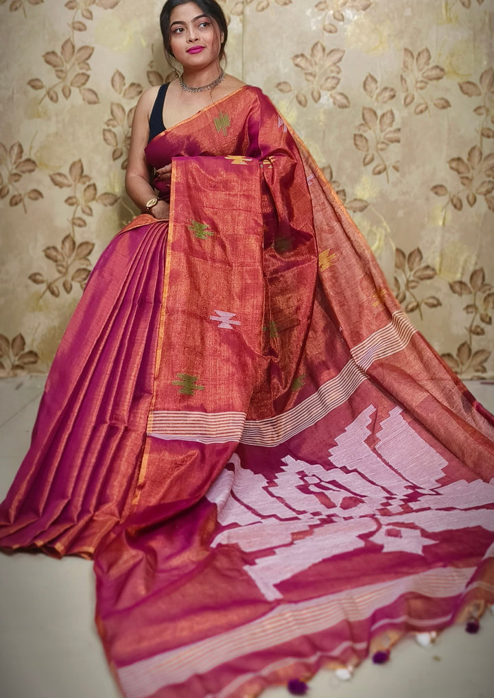 Kumudh Tissue Khadi Saree