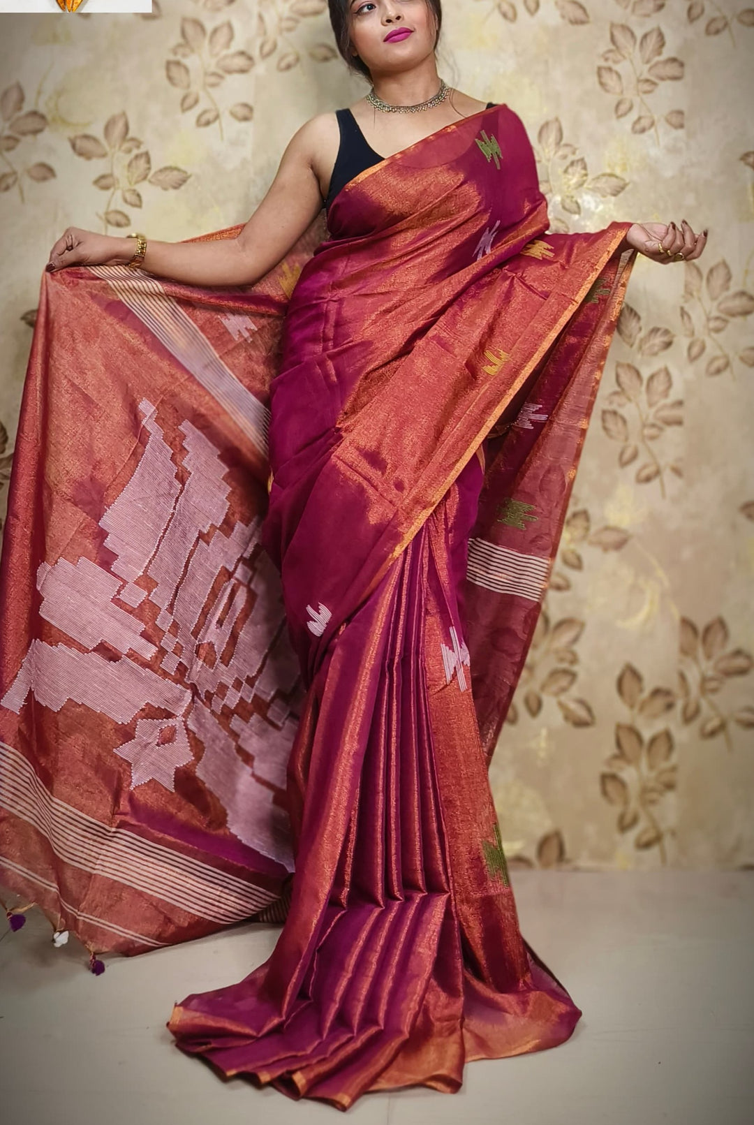 Kumudh Tissue Khadi Saree