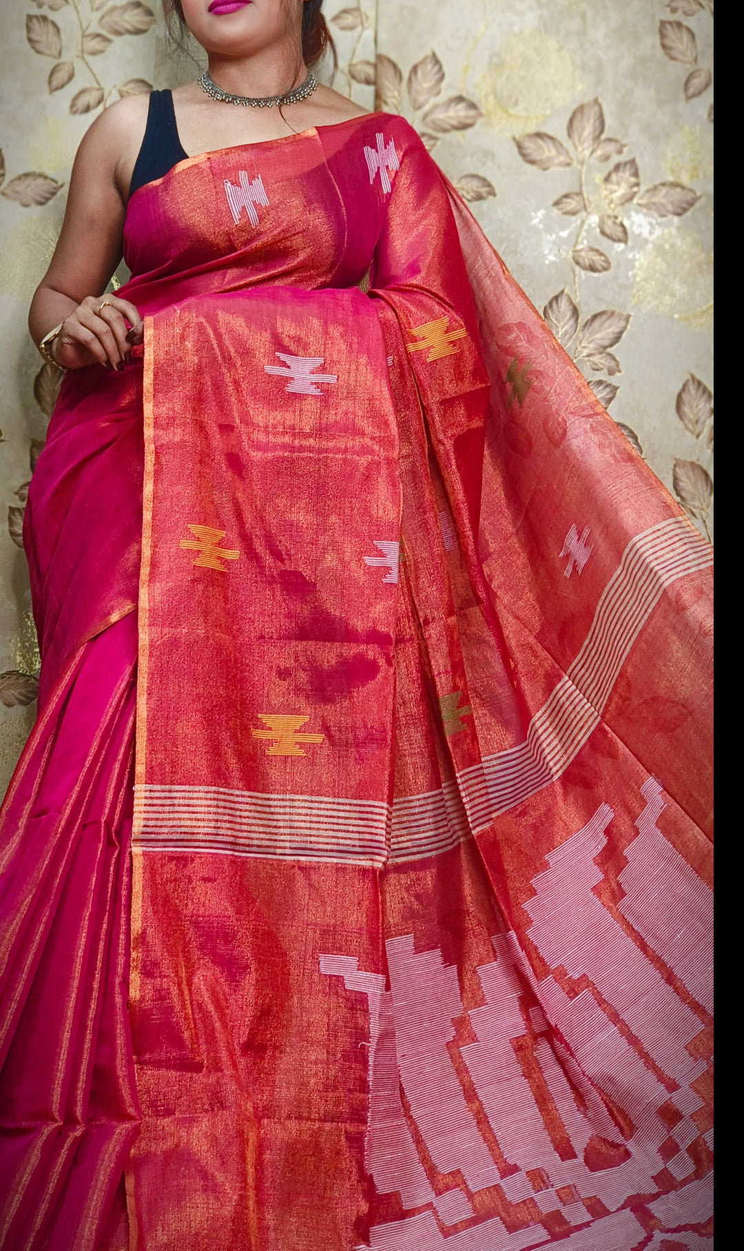 Kumudh Tissue Khadi Saree