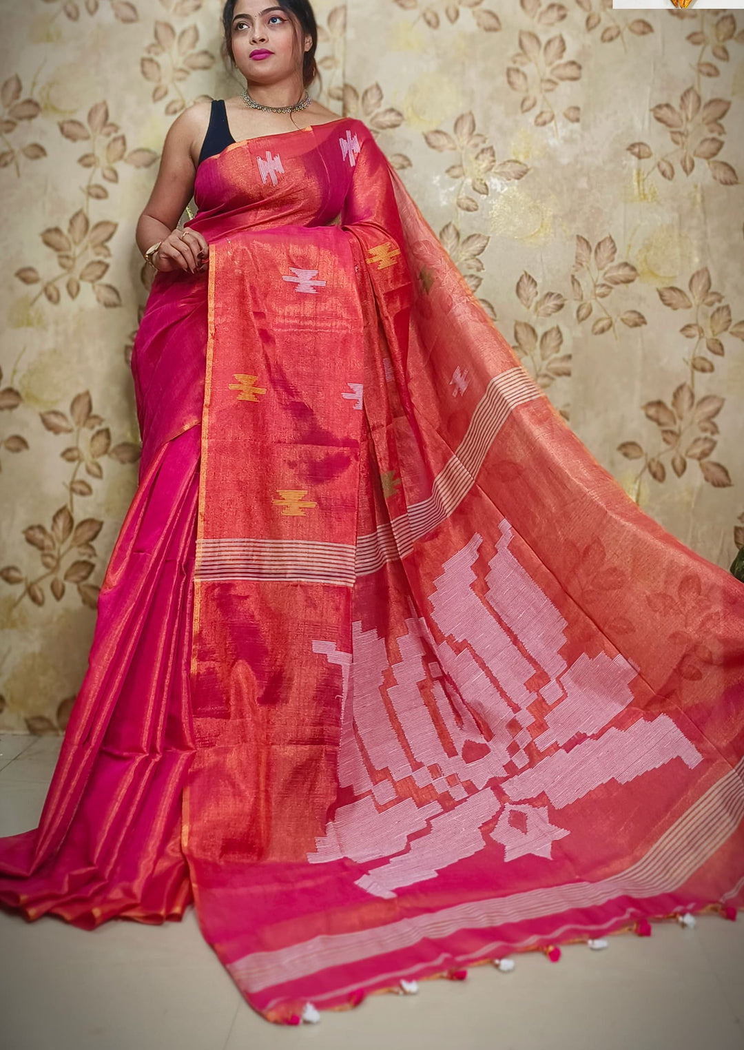 Kumudh Tissue Khadi Saree