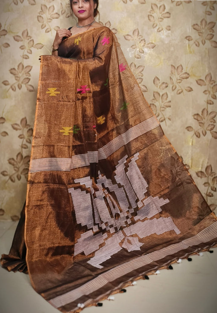 Kumudh Tissue Khadi Saree