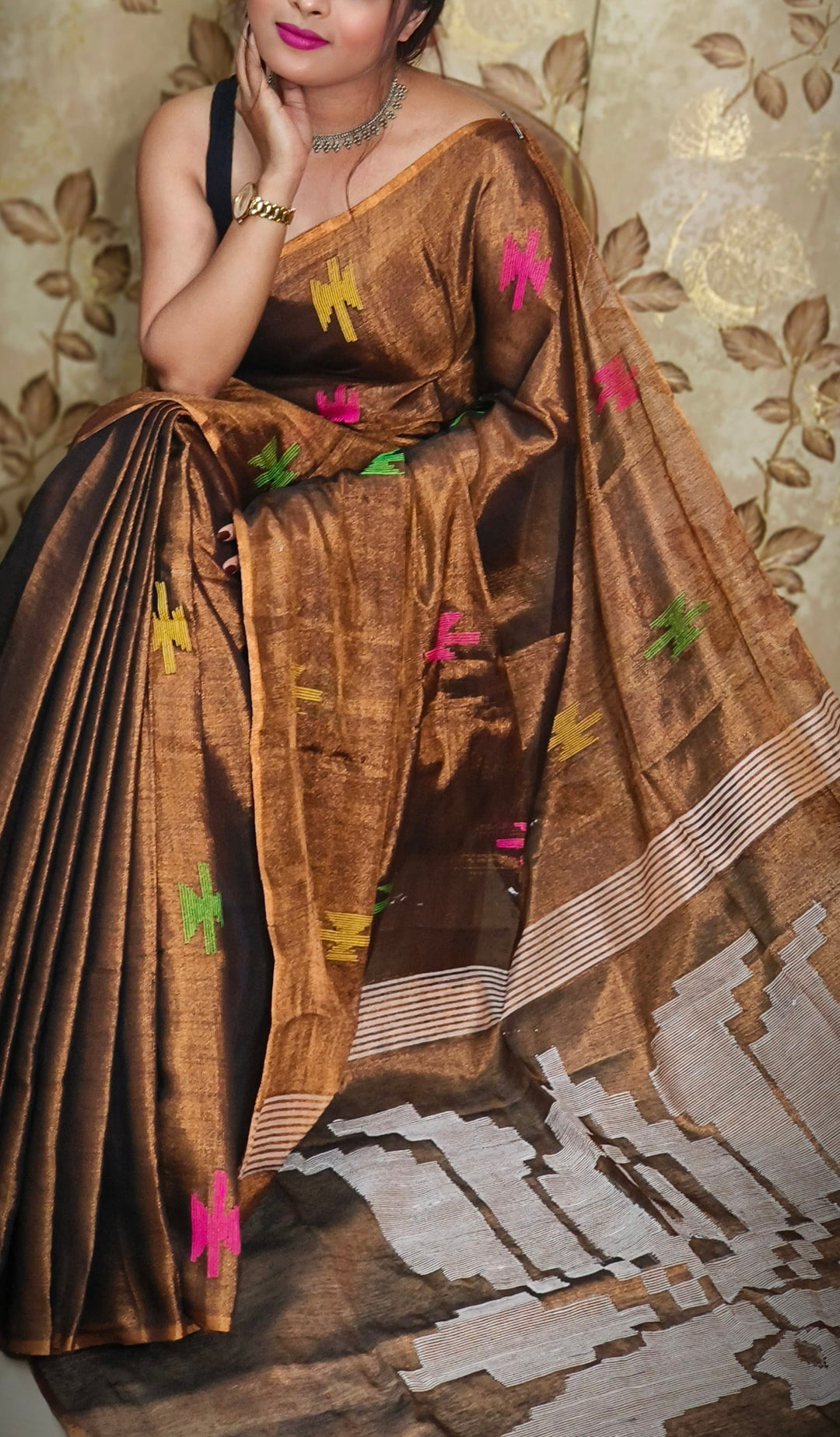 Kumudh Tissue Khadi Saree